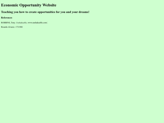 Economic Opportunity Website/References screenshot