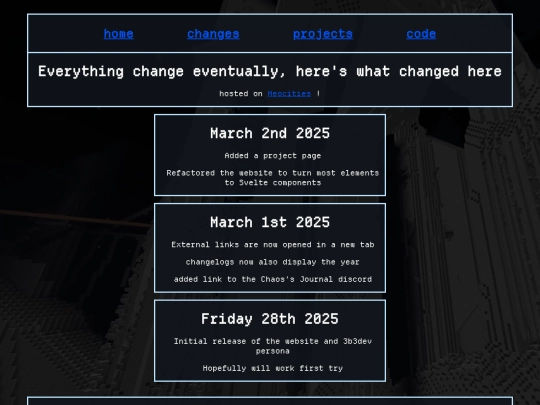 changelogs screenshot