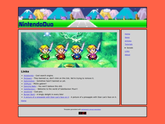 links screenshot