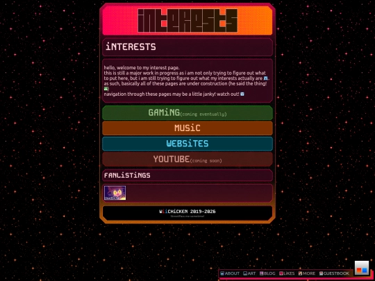 interests screenshot