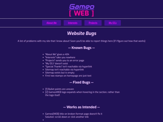 site-bugs screenshot