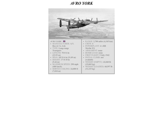 hardware/aircraft/Avro_York screenshot