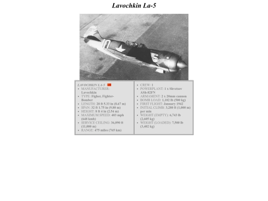 hardware/aircraft/Lavochkin_La-5 screenshot