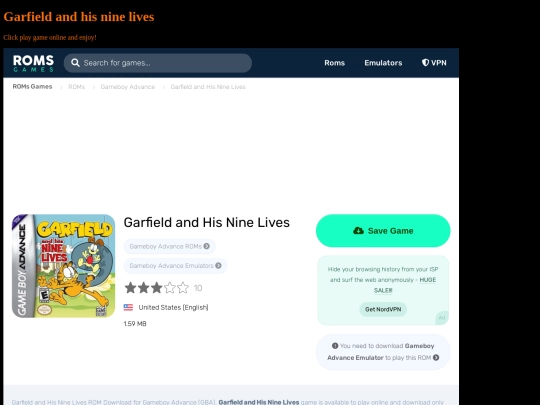 games/garfieldnine screenshot