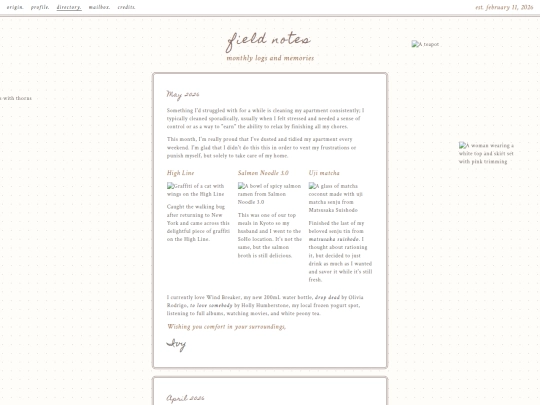 directory/fieldnotes screenshot