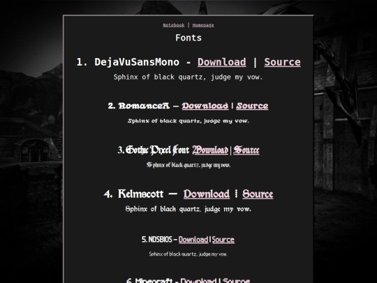 notebook/fonts screenshot