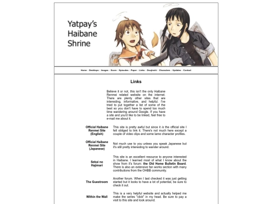links screenshot