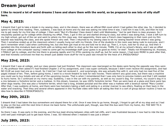 dreamjournal screenshot