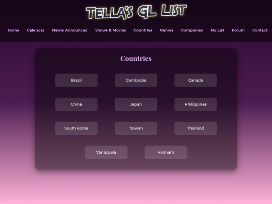 Countries screenshot