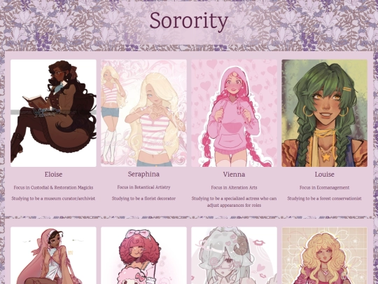 Characters/sorority screenshot