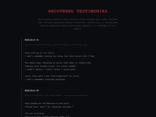 testimonies screenshot