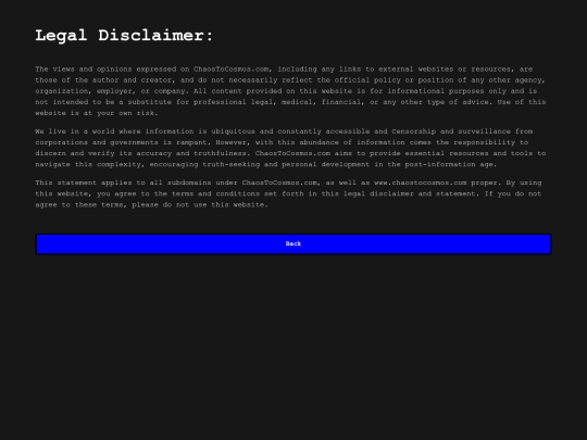 Disclaimer screenshot