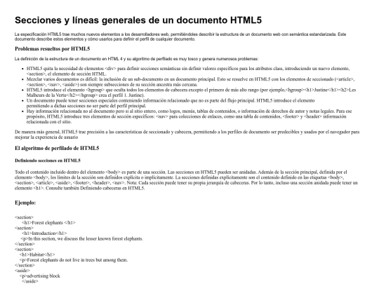 SeccionesylneasgeneralesdeundocumentoHTML5 screenshot