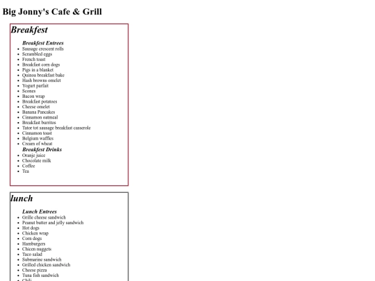 Restaurant Menu Assignment/RestaurantMenuAssignment screenshot