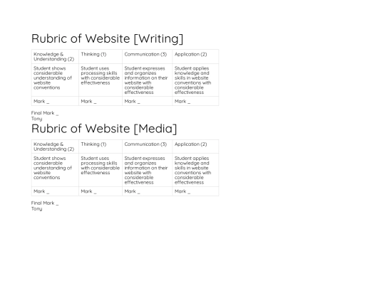 rubric screenshot