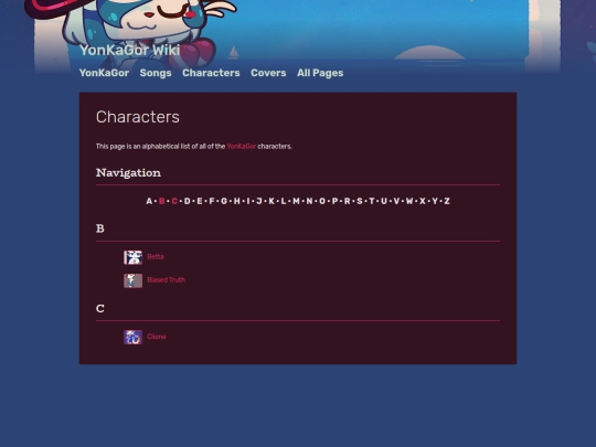 Characters screenshot