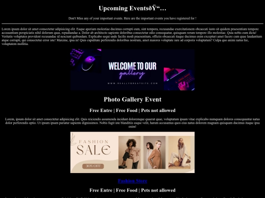 first project/event screenshot