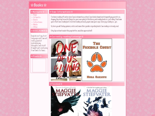 Hobbies/Reading blog/books screenshot