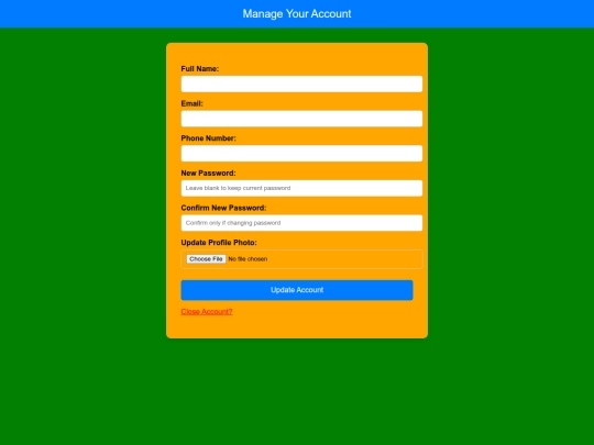 Manage account screenshot
