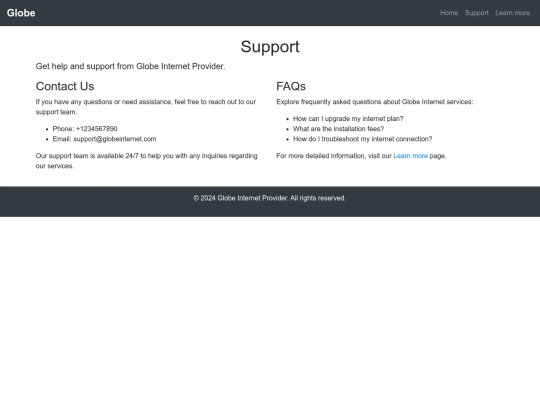 support screenshot