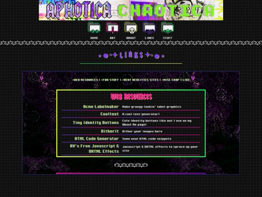 links screenshot