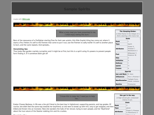 Monsters/Samplemonsters/samplespirits screenshot