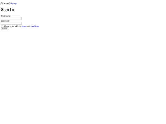login page screenshot