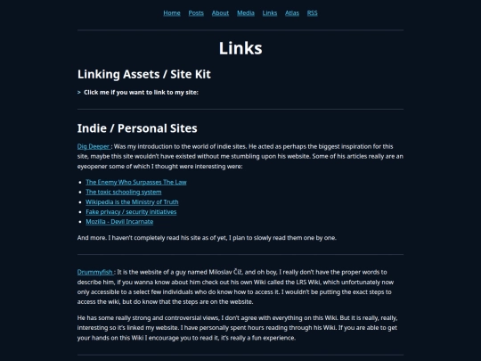 links screenshot