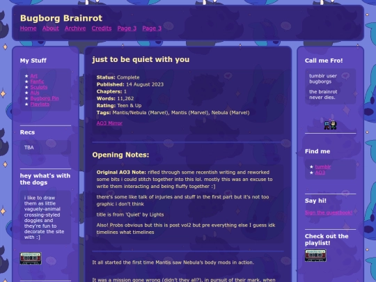 fic/quiet screenshot
