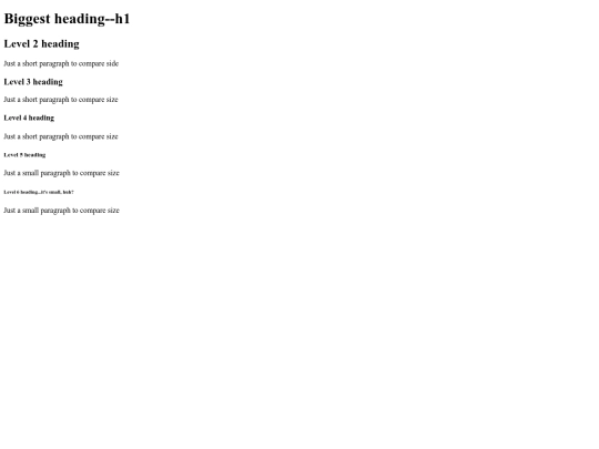 web design/headingsize screenshot