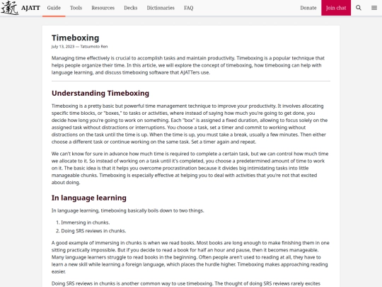 blog/timeboxing screenshot