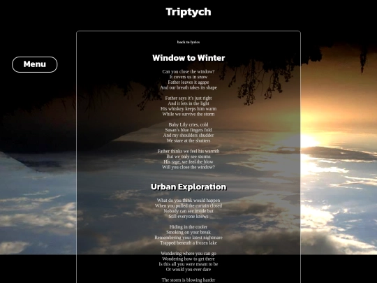 lyrics/triptych screenshot