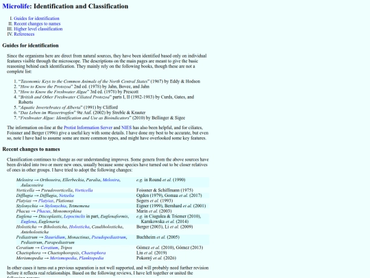 microlife/classification screenshot