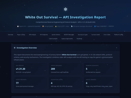 WhiteOut_Survival_API_Report screenshot