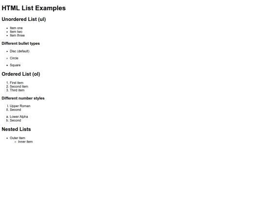 List screenshot