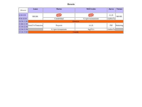 horario screenshot