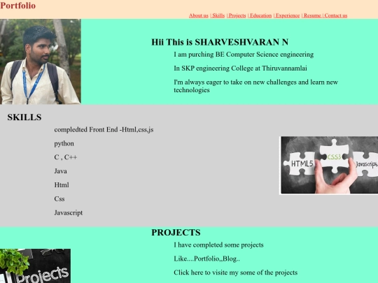 sharveshportfolio/html screenshot