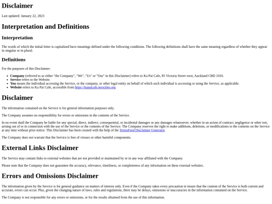 Disclaimer screenshot