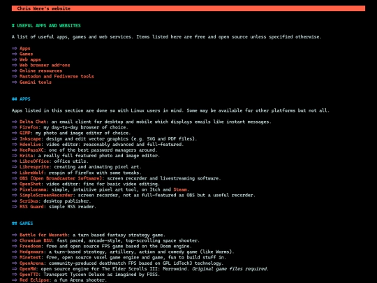 links screenshot