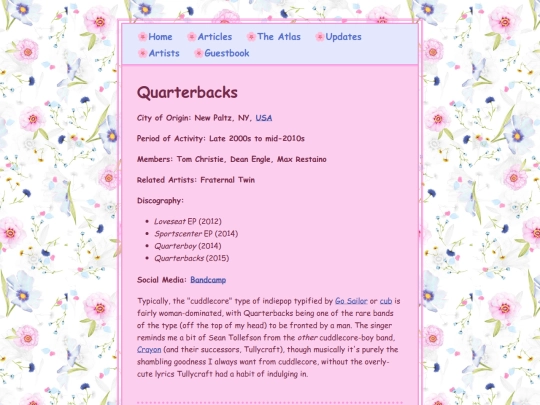 artists/quarterbacks screenshot