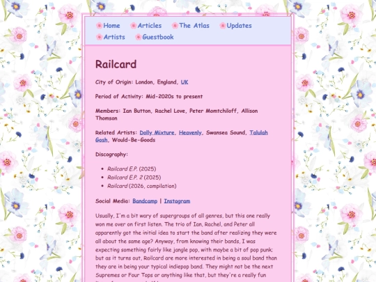 artists/railcard screenshot