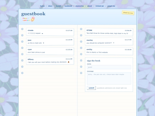 guestbook screenshot