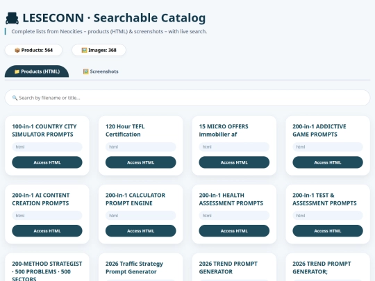 LESECONN · Searchable Catalog screenshot