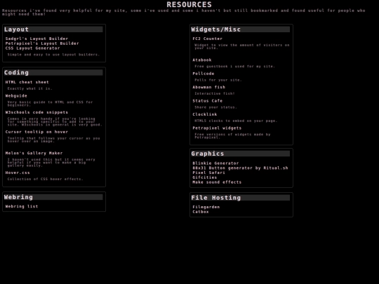 Resources screenshot