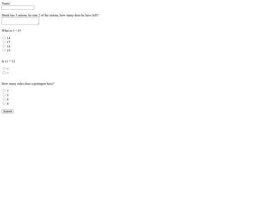 math test form assignment screenshot