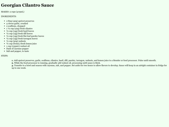 recipes/cilantrosauce screenshot