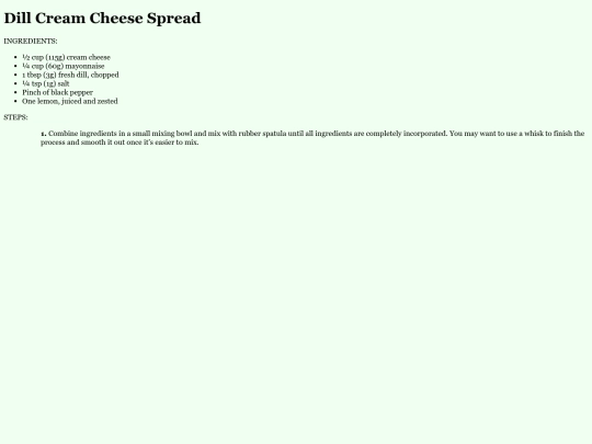 recipes/dillcreamcheese screenshot