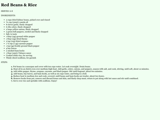 recipes/redbeans screenshot
