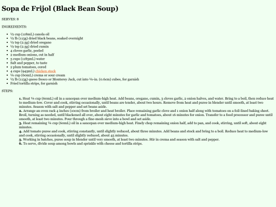 recipes/sopadefrijol screenshot