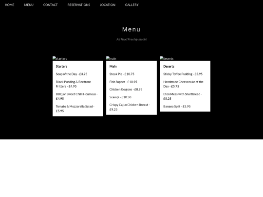 Menu screenshot
